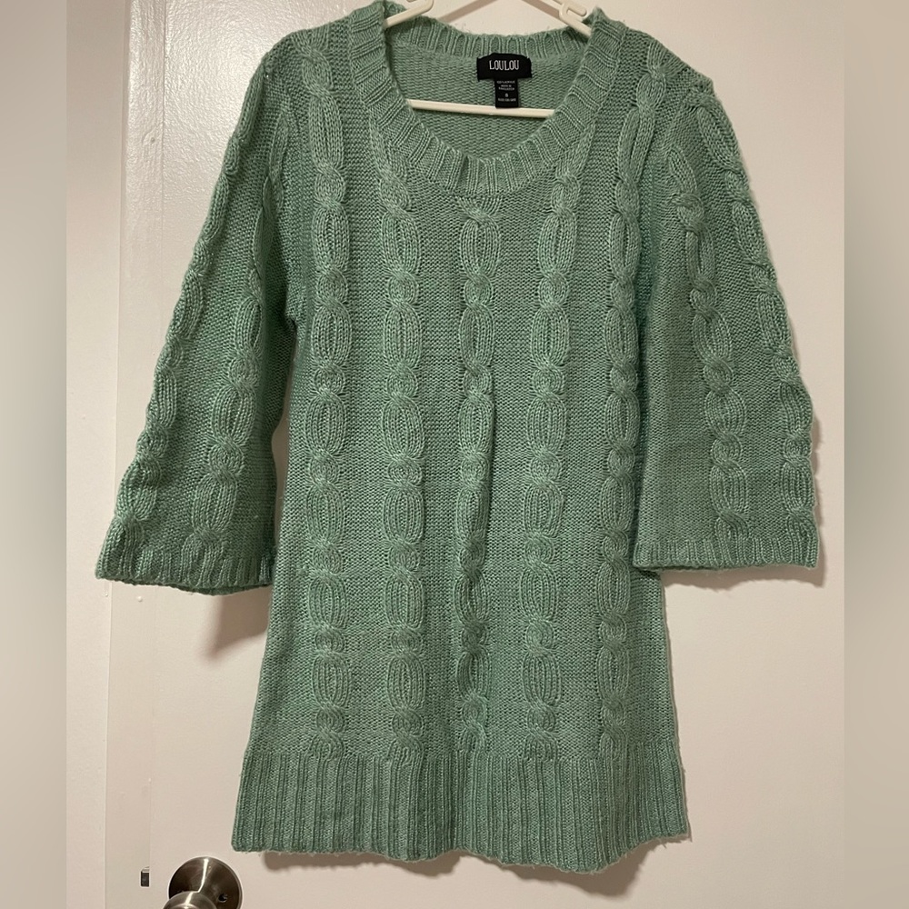 LouLou Jade Green Tunic Sweater Sz S